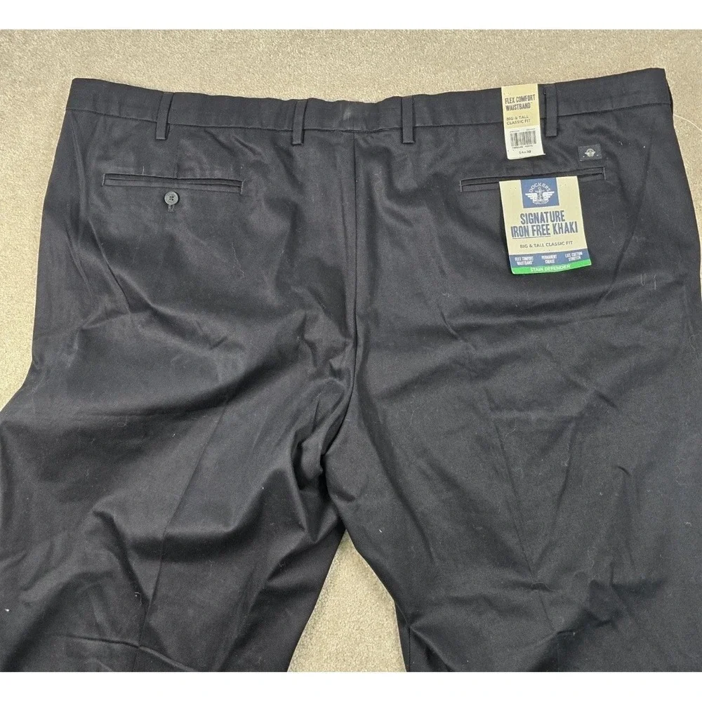 Dockers Mens Signature Iron Free Khaki Big & Tall Classic Fit Pants Black‎ 54x30